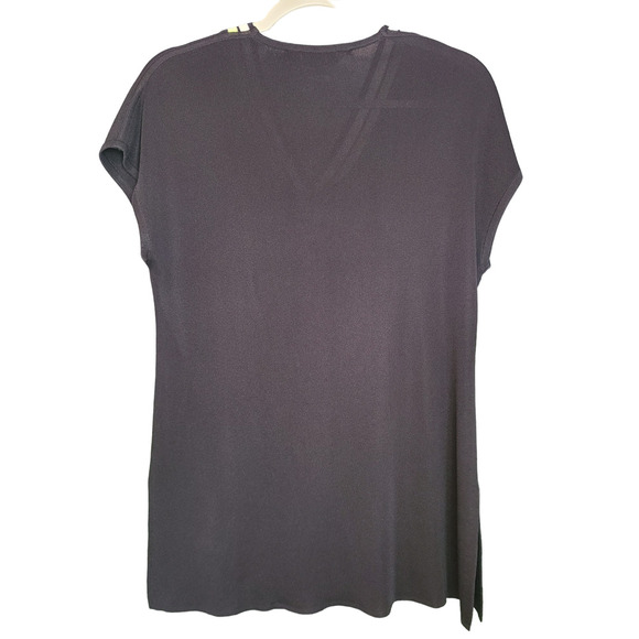 Exclusively Misook Black V-Neck Tunic Top Size Small - Picture 5 of 5